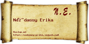 Nádassy Erika névjegykártya