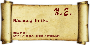 Nádassy Erika névjegykártya